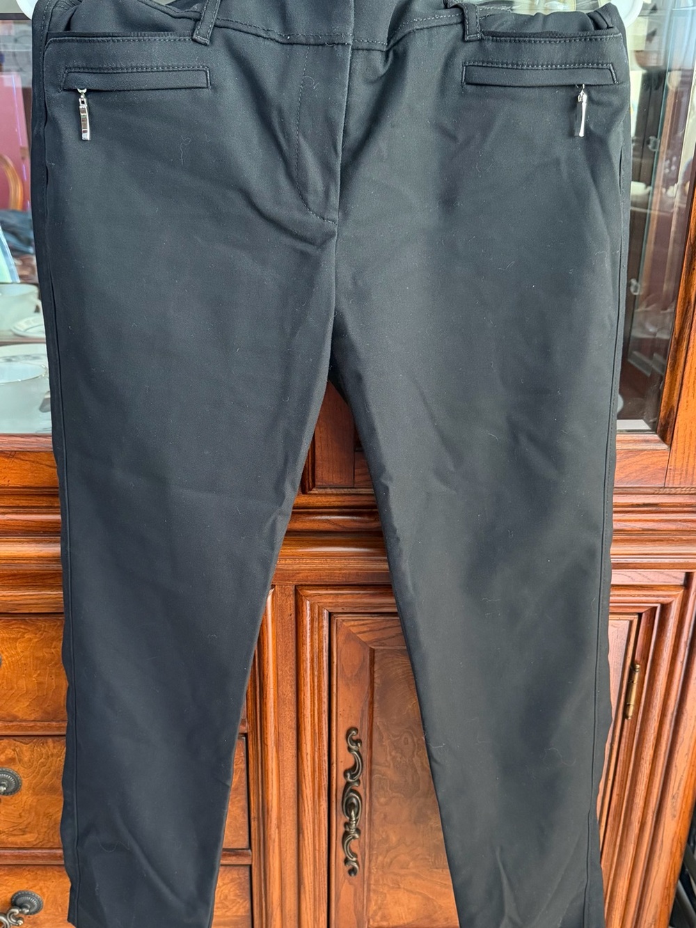 White House Black Market Women’s Black Slim Dress Pants with Zip Accents